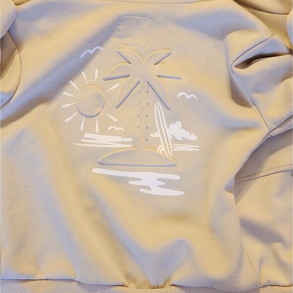 Stitch & Stone Kids 6 Beige Tan Surf Beach Puff Print Zip Hoodie NWOT - Picture 3 of 6